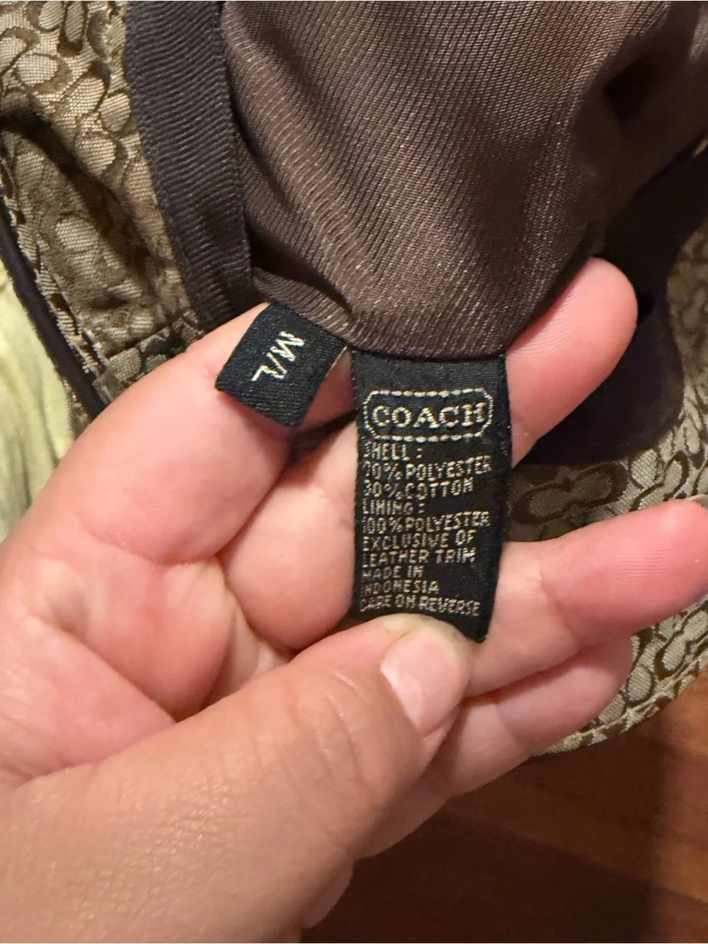 Coach Signature Monogram Brown Bucket Hat with Dark Brown Buckle Band
